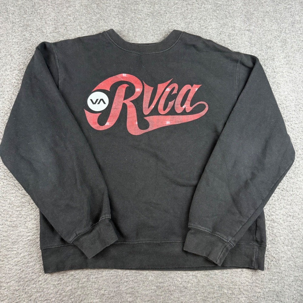 RVCA Sweatshirt Mens Small Black Red Graphic Logo Artist Network Program SS3000P